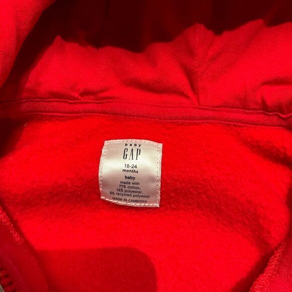 Baby Gap Bear Sweatsuit One Piece Jumper Red 18-24 Months - Picture 4 of 4